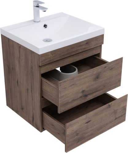 Тумба под раковину Aquanet Нота NEW 00334191 60х50 подвесная цвет коричневый - фото 2