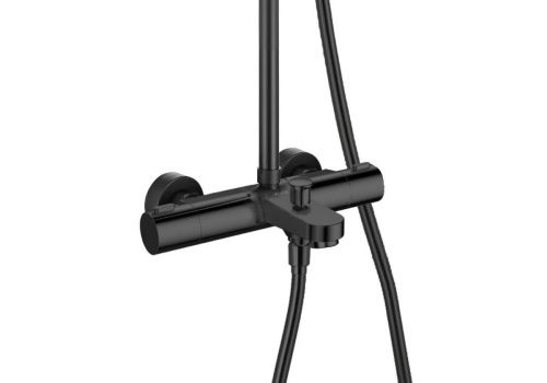 Душевая стойка Aquatek ВЕГА AQ2043MB настенная цвет черный с термостатом - фото 3