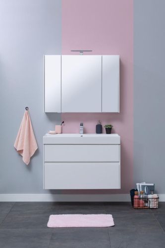 Комплект мебели: тумба с раковиной + зеркало-шкаф Aquanet Бруклин 00207801 90х40 напольный цвет белый - фото 4