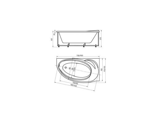 Ванна акриловая Aquatek Бетта BET150-0000058 150х95 пристенная асимметричная с каркасом без ручек - фото 5