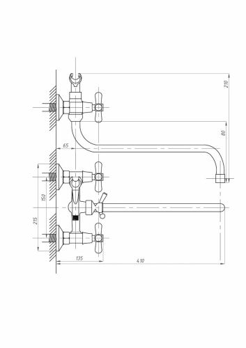 Смеситель для ванны и душа FAUZT FZs-428-03 настенный хром - фото 4
