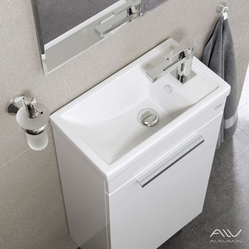Тумба с раковиной Alavann Azzoro ALV0967000 50х30 напольная цвет белый - фото 3