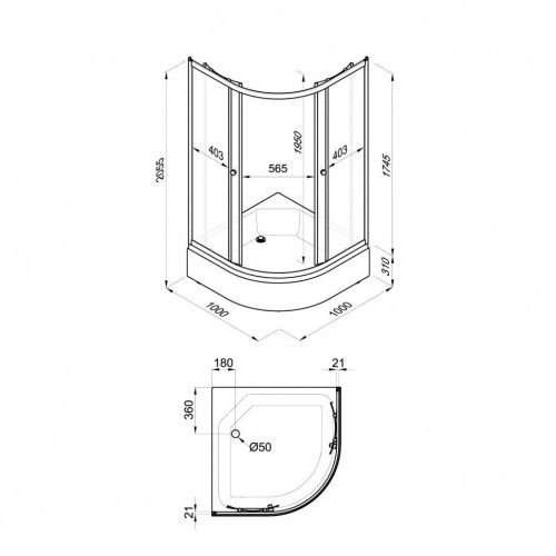 Душевой уголок Тритон Стандарт Щ0000061785 100х100 стекло с рисунком профиль белый с поддоном - фото 2