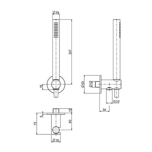 Душевой гарнитур QuadroDesign  1366AS настенный нержавеющая сталь - фото 2