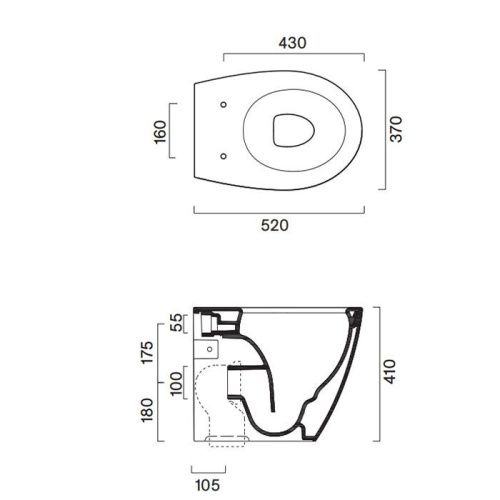Чаша унитаза приставная Catalano Italy 712520001 цвет белый без сиденья безободковая смыв торнадо - фото 2