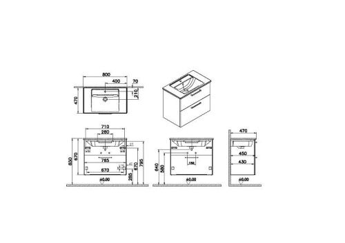 Тумба с раковиной Vitra Root 68288 80х50 подвесная цвет коричневый - фото 2