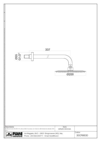 Верхний душ Fiore Shower 30NN8630 20х20 черный - фото 2