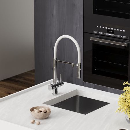 Смеситель для кухни Sancos Imola SC4010CHwh на мойку белый/хром