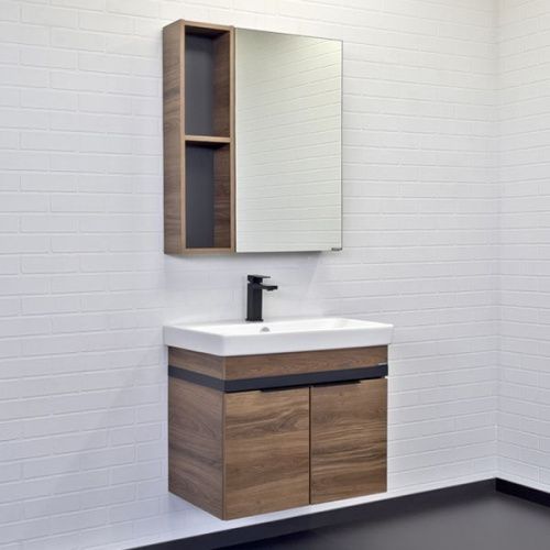 Зеркало-шкаф Comforty Соло 00-00011589CF 70х80 подвесной цвет коричневый - фото 3