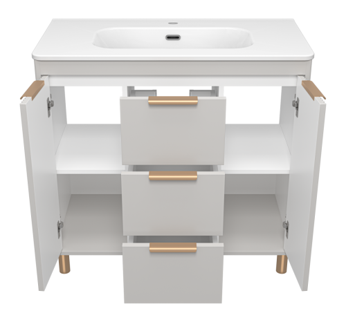 Тумба под раковину Brevita Risacca RIS-06090-0342Я 90х50 напольная цвет серый - фото 3