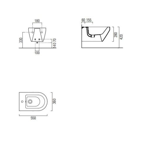 Биде подвесное GSI Kube 8965 1 11 bi*1 цвет белый - фото 2