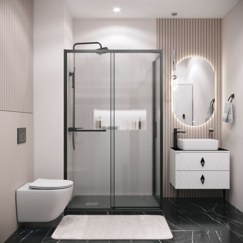 Душевая перегородка Grossman Style 200.K33.05.70.21.02 70х195 стекло текстурное профиль черный - фото 4