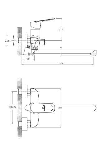 Смеситель для ванны Rush Edge ED7735-51 настенный хром - фото 2