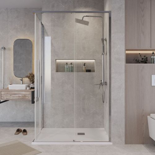 Душевой уголок Grossman Galaxy 300.K33.01.9070.10.00 90х70 стекло прозрачное профиль хром без поддона - фото 5