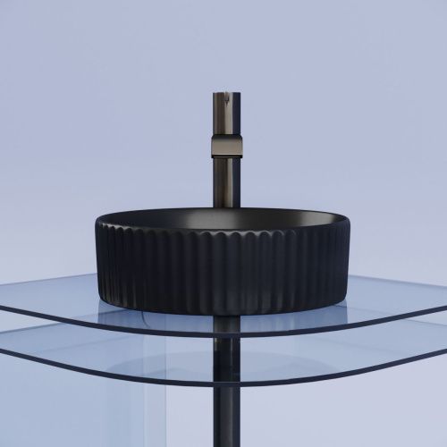 Раковина из сантехнического фарфора Ceramica Nova ELEMENT CN6057MB 40х40 накладная цвет черный без отверстий под смеситель - фото 4