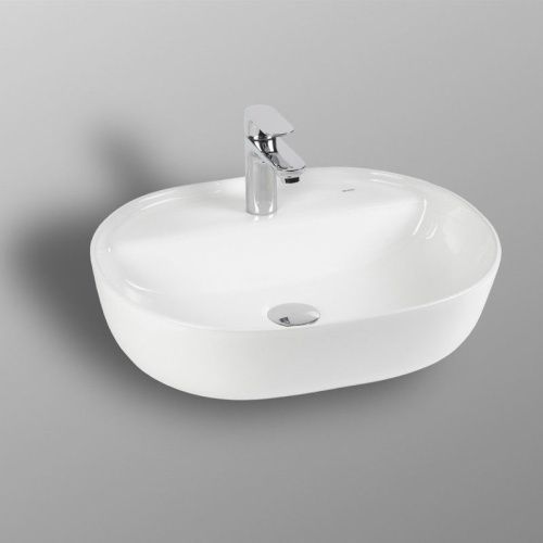 Раковина из сантехнического фарфора Bond Oval S01-500 50х40 накладная цвет белый 1 отверстие под смеситель - фото 4