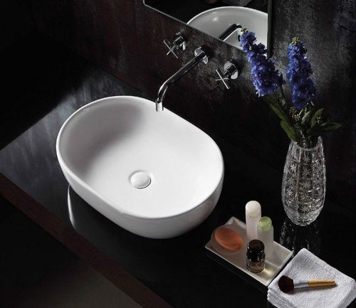 Раковина из сантехнического фаянса CeramaLux 9026A 60х40 накладная цвет белый без отверстий под смеситель - фото 3