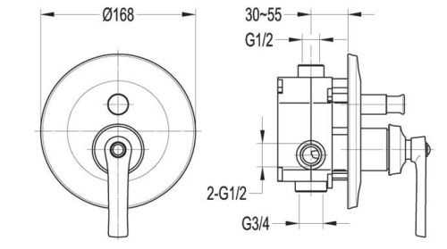 Смеситель Cezares LIBERTY LIBERTY-F-VDIM-01 встраиваемый в стену хром - фото 2