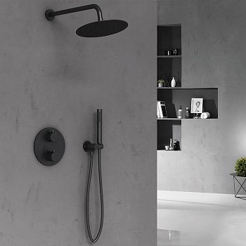 Душевая система Vincea VSFW-101TMB встраиваемая в стену цвет черный с термостатом