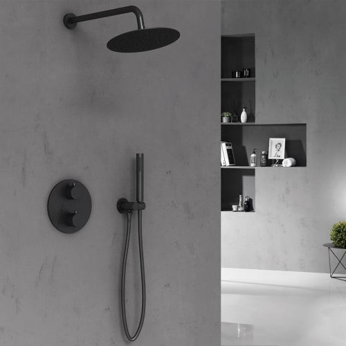 Душевая система Vincea VSFW-101TMB встраиваемая в стену цвет черный с термостатом