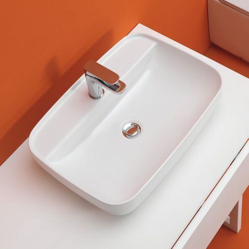 Раковина из сантехнического фарфора Kerasan Tribeca 514201*1 60х40 накладная цвет белый 1 отверстие под смеситель