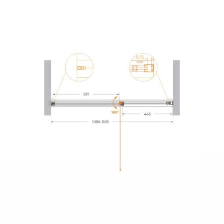 Душевая дверь Cezares URBAN URBAN-B-12-110-C-NERO 110х195 стекло прозрачное профиль черный