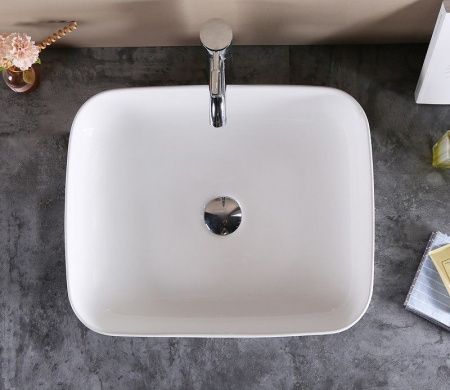 Раковина из сантехнического фаянса CeramaLux 78104 50х40 накладная цвет белый без отверстий под смеситель