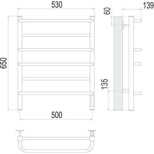 Полотенцесушитель электрический Terminus 4670078531230 55х65 хром - фото 3