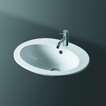 Раковина из сантехнического фаянса Simas Top E Lavabi D'Arredo S52bi*1 50х50 встраиваемая цвет белый 1 отверстие под смеситель