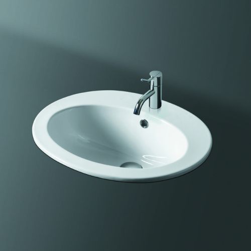 Раковина из сантехнического фаянса Simas Top E Lavabi D'Arredo S52bi*1 50х50 встраиваемая цвет белый 1 отверстие под смеситель