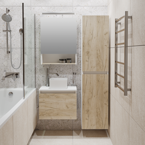 Тумба под раковину Runo БАРИ 00-00001373 50х30 подвесная цвет коричневый - фото 4