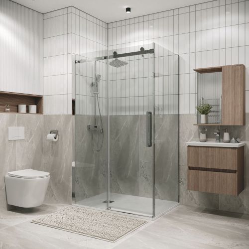 Душевая перегородка Grossman Classic 200.K33.04.80.10.00 80х195 стекло прозрачное профиль хром - фото 3