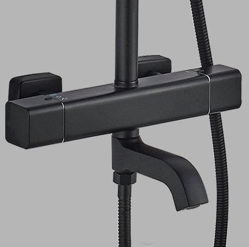 Душевая стойка ALMAes GaLaxy SDI-1801 настенная цвет черный с термостатом - фото 4