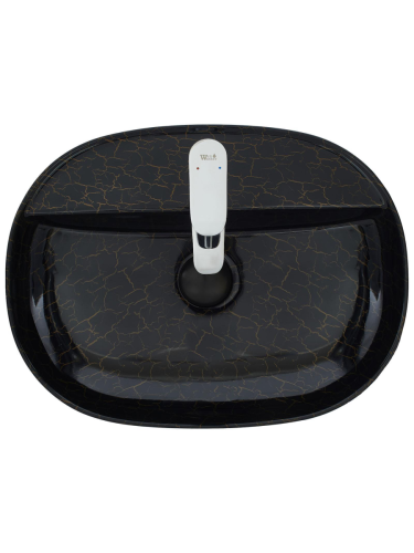 Раковина из сантехнического фаянса WeltWasser WW SK 10000004548 40 см накладная цвет черный/золото 1 отверстие под смеситель - фото 3