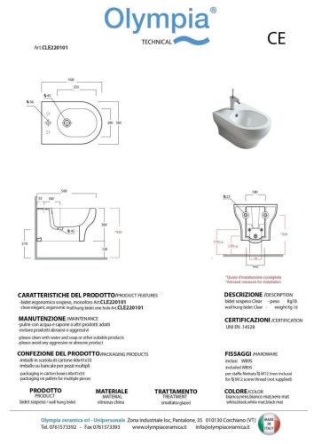 Биде подвесное Olympia Clear CLE220123 цвет черный - фото 2