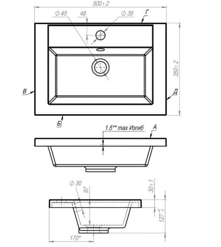 Раковина из искусственного камня Art&Max FAMILY AM-LAV-500-MR-A 50х40 накладная цвет белый - фото 3