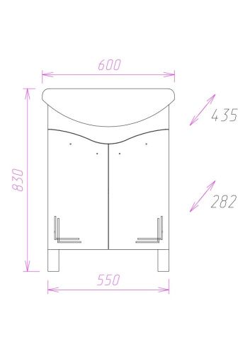 Тумба под раковину Onika Лада 106002 60х30 напольная цвет белый - фото 3