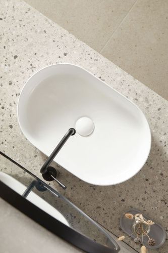 Раковина из сантехнического фарфора Sintesi SIN-LVB-APP-417 50х30 накладная цвет белый без отверстий под смеситель - фото 2