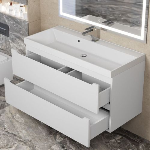 Тумба под раковину Uperwood Tanos 291020246 100х50 подвесная цвет белый - фото 4