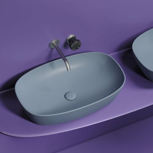 Раковина из сантехнического фарфора Ceramica Nova ELEMENT CN6049MHL 60х40 накладная цвет голубой без отверстий под смеситель - фото 4