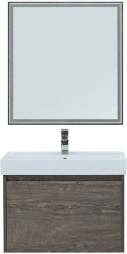 Комплект мебели: тумба с раковиной + зеркало Aquanet Nova Lite 00242295 76x46x137 напольный/подвесной цвет коричневый - фото 3