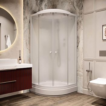 Душевая кабина Parly Bianco BM101 100х100 четверть круга с крышей