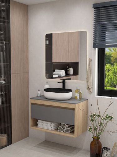 Раковина из сантехнического фарфора Teymi Solli T50388 49х35 накладная цвет черный/белый без отверстий под смеситель - фото 3