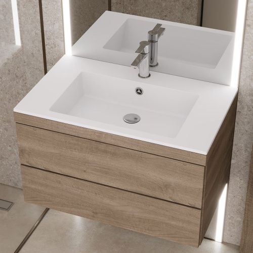 Раковина из искусственного камня Uperwood Megan 45481000002 80х50 полувстраиваемая цвет белый - фото 2