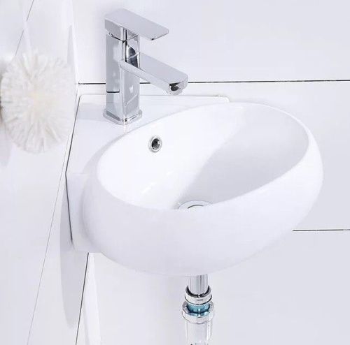 Раковина из сантехнического фаянса CeramaLux 9359 40х40 подвесная цвет белый 1 отверстие под смеситель - фото 3