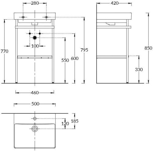 Консоль под раковину Kerama Marazzi PRO PRO.50.01\BLK.M 50х40 напольная цвет черный - фото 2