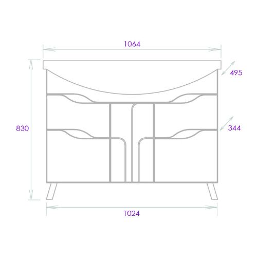 Тумба под раковину Onika Веронэлла 110508 100х30 напольная цвет белый - фото 3