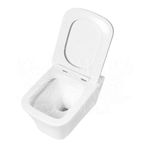 Унитаз подвесной Art&Max PLATINO AM9321CHR белый с сиденьем микролифт безободковый каскадный смыв - фото 2