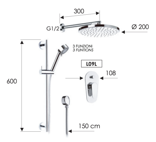 Душевая система Remer Class Line L09S01 встраиваемая в стену цвет хром - фото 2
