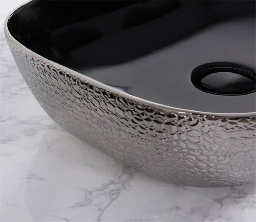 Раковина из сантехнического фаянса CeramaLux D1302H020 50х40 накладная цвет хром без отверстий под смеситель - фото 2